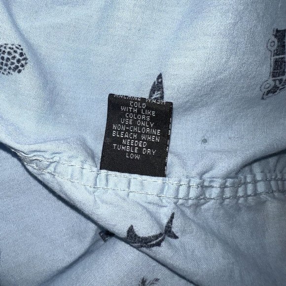 San Francisco Work Shirts Button Up Hawaiian Mens S Slim Fit Blue VW Bus Shark - Picture 6 of 6